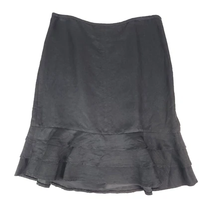 Falda Ann Taylor Loft Negra Mezcla Lino Volantes Línea A Lápiz Corto/Rodilla Talla 6 Foto 1 de 4