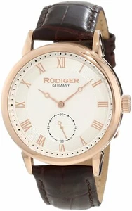 Rudiger Men's R3000-09-001L Leipzig Rose Gold Silver Dial Leather Wristwatch - Picture 1 of 1