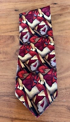 Corbata abstracta geométrica roja 100 % seda colección cóctel Foto 1 de 4