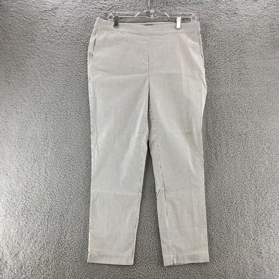 Pantalones de vestir JNY Jone New York para mujer 10 blancos a rayas tiro medio informales Foto 1 de 4