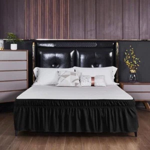 1pc Elastic Wrap Around Bed Skirt Solid Pleated Dust Ruffle Bedskirt for Quee... - Picture 1 of 2