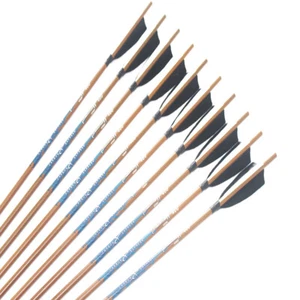 12pcs 32" Carbon Arrows Spine400-600 ID6.2mm 5" turkey feather archery wood skin - Picture 1 of 7