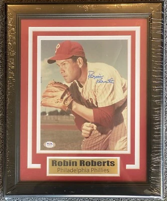 Autographed 8x10 Custom Framed Robin Roberts Philadelphia Phillies HOF PSA COA - Image 1 of 2
