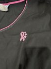 SB Scrubs Haut femme grand logo noir sensibilisation au cancer du sein deux poches