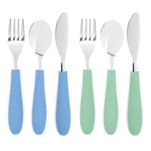 6 PCS Kids Silverware with Silicone Handle, Safe Flatware, Spoon + Fork + Knife - Picture 1 of 5
