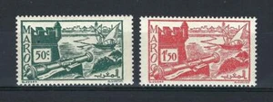 French Morocco 1939 Sc# 159a and Sc# 168 Ramparts of sale Cannon MNH - Picture 1 of 1
