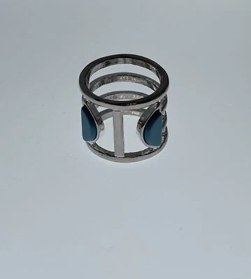 Anillo Jaula Color Turquesa Moda Anillo Acero Inoxidable Talla 6 Foto 1 de 4