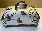 Chinese Export Porcelain Lid Trinket Box Tureen Canister Butterfly Floral Flower