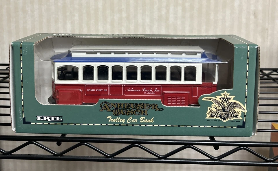 ANHEUSER BUSH TROLLEY CAR BANK 1/43 SCALE ERTL DIE CAST
