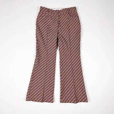 Stella McCartney Flared Leg Monogram Logo Embroidered Wool Cotton Trousers Pants - Image 1 of 4