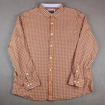Johnston & Murphy Shirt Mens Size XXL Orange Blue Plaid Button Down Cotton - Image 1 of 4