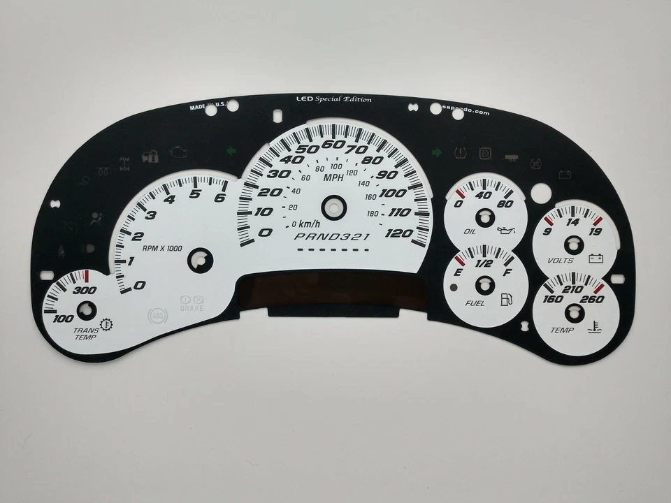 Silverado SS Style White Gauge Face 2006 2007 2500 Gas GM Clusters Edición LED Foto 1 de 4