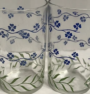 2 blaue Blumen und Ranken mondäne Swigs 40’s Vergissmeinnicht EUC - Bild 1 von 5