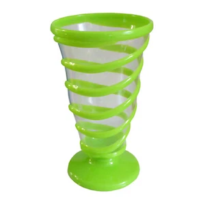 6 X BICCHIERE PLASTICA VERDE festa picnic vetro roulotte bbq campeggio camper - Foto 1 di 1