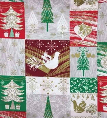 Tela de edredón de algodón recuerdo de Navidad CALICO dorado metálico por 1/2 yarda Foto 1 de 4
