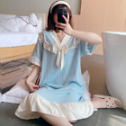 Retro Lady Lolita Nightdress Cotton Bow Dress Lace Ruffles Short Sleeve Dress