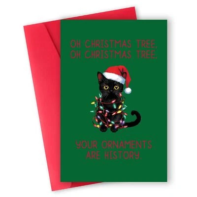 Tarjeta de Navidad Humorosa Gato Negro con Sobre, Tarjeta de Navidad Ideal Regalo para... Foto 1 de 4
