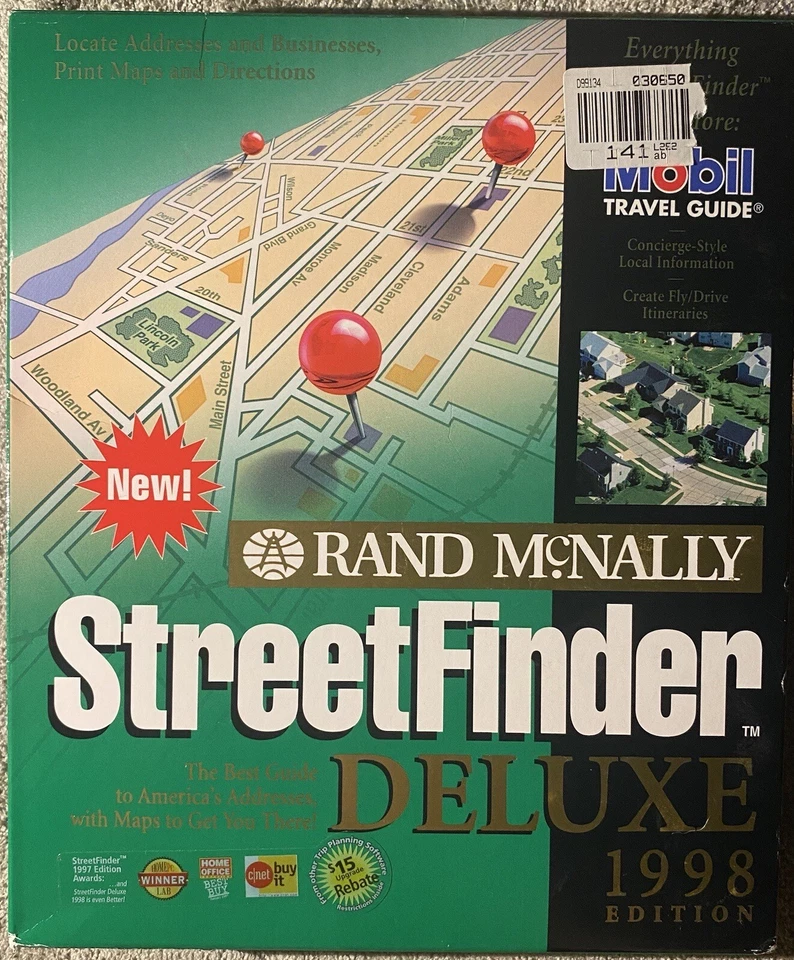 1998 Edition Rand McNally Street Finder Deluxe PC CD ROM WIN 95 Box Only - Image 1 of 2