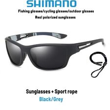 Shimano Men Polarized Fishing Sunglasses Cycling Hiking Sports Eyeware + Strap