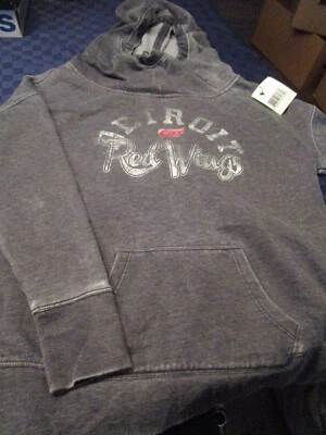 NWT "TOUCH" SUPER SOFT  DETROIT RED WINGS HOCKEY HOODED  SWEATSHIRT GRAY MED - Imagem 1 de 3