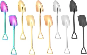 10Pcs Shovel Spoons Stainless Steel Spoon Reusable Dessert Spoons for Coffee Tea - Picture 1 of 12