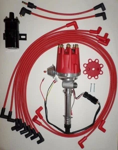 Small Cap CHEVY CORVETTE Tach Drive RED HEI Distributor+Black Coil+wires under - Bild 1 von 8