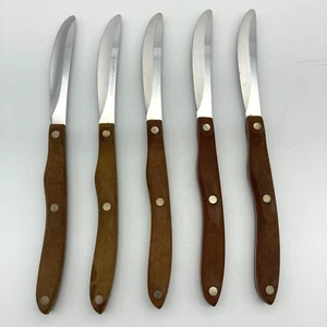 Vintage CUTCO #59 Pat. No. 2147079 Set of 5 Smooth Blade Steak Knives Faux Wood - Picture 1 of 12