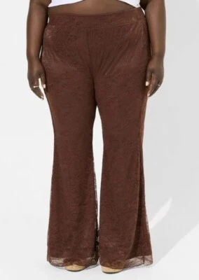 Pantalones Torrid Mujer Talla 2 Marrón Acampanado Festi Forrado Encaje Pull On Elástico Foto 1 de 4