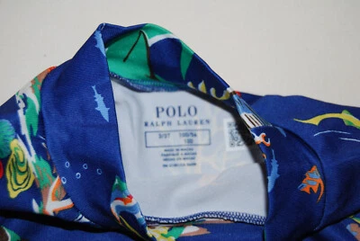 Nuevo con etiquetas Polo Ralph Lauren Niño Pequeño Niños Azul Bajo el Agua LS Protección contra Erupciones Top de Natación 3T 4T Foto 1 de 4