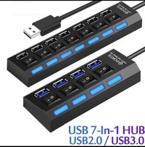4x Port USB HUB 2.0 High Speed Multi Splitter Expansion For PC Laptop Adapter UK - Afbeelding 1 van 6