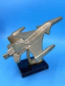Military SU-30 MKI Fighter Jet, Brass Sculpture, Marble Base, Vtg - Picture 1 of 6