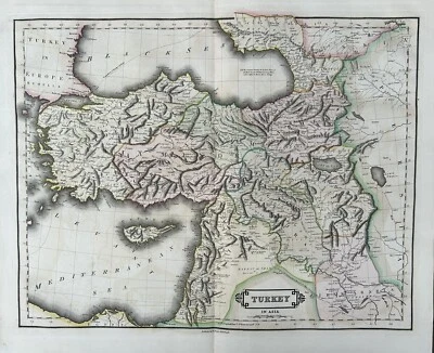 1828 Ottoman Turkey in Asia by Daniel Lizars Large Hand Coloured Antique Map - Image 1 of 4