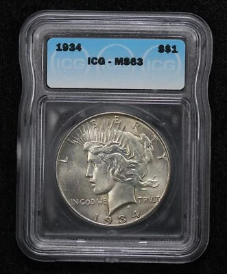 Dólar de la Paz 1934 ICG MS-63 2HBU Foto 1 de 4