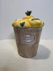 Vintage Pfaltzgraff Golden Delicious Canister Cookie Jar Yellow Apple Lid - Picture 1 of 7