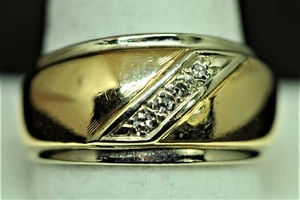 Diamond Appr .15 ctw 14k Yellow & White Gold Woman's/Men's Ring Approx sz 6.75 - Picture 1 of 8