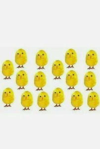 Mini Chicks Easter 6 Small Chick Yellow Fluffy Decoration Bonnet Egg Hunt - Picture 1 of 3