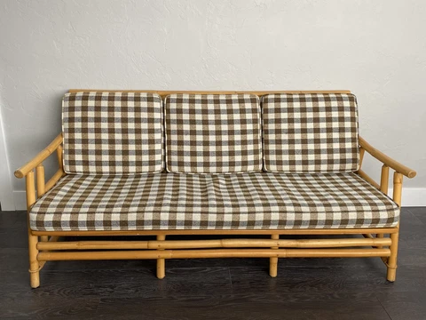 Mid Century Modern Ficks Reed Cane Sofa Couch Original Cover