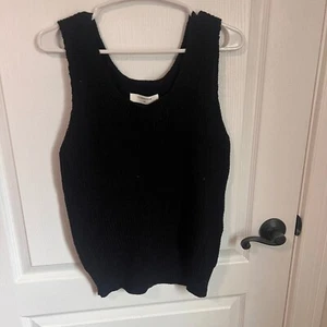 Commense Knit Tank Top Sleeveless Sweater Casual Layering Black XS NWOT - Picture 1 of 5