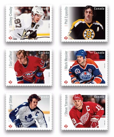 DIE CUT QP = NHL HOCKEY = GREAT FORWARDS = set of 6 MNH Canada 2016 #2942i-2947i Cover
