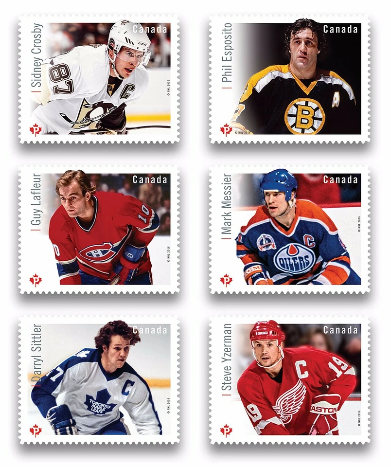 DIE CUT = NHL HOCKEY = GREAT FORWARDS = set of 6 MNH Canada 2016 #2942i-47i - Image 1 of 1