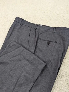 Wool Flannel Pants Mens 34x32 Gray Vintage Straight Leg Flat Front Classic Fit - Picture 1 of 12
