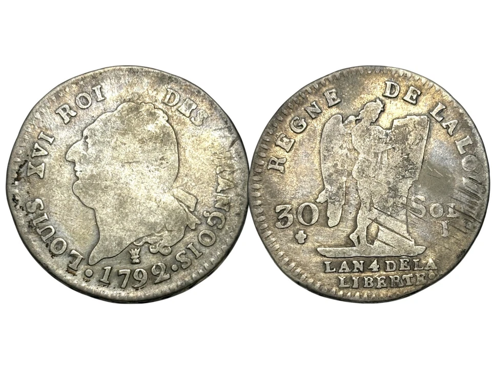 France, Revolution, Louis XVI, 30 Sols, Limoges, 1792 AD. [ROY_71] - image 1 of 1