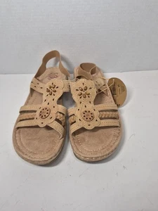 Earth Spirit Gelron Damen-Sandale honigfarbenfarben elastisch Fersenriemen Perlen Größe 11 M102 - Bild 1 von 7