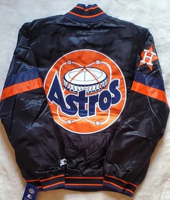 Chaqueta de iniciación de los Astros de Houston acolchada a presión completa forrada 77' insignia Crush City Med🔥 Foto 1 de 4