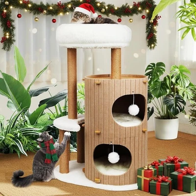 Katzenbaum XXL Hochwertiger Kratzbaum mit Schlafhaus, Sisal, Spielball - Bild 1 von 4