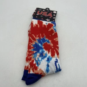 New USA RED,White & Blue Crew Socks One Size 100% Polyester Fourth Of July - Picture 1 of 8