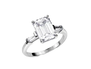 White Gold Diamond Ring Emerald Cut 2.60 Ct IGI GIA Certified Lab Grown 14K Band - Picture 1 of 9