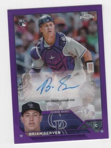 2023 TOPPS CHROME BASEBALL PURPLE REFRACTOR 6/250 AUTOGRAPH BRIAN SERVEN ROCKIES - Picture 1 of 2