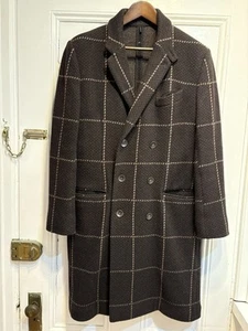 $895 Rag & Bone Windowpane Hatchet Mens Coat M Medium Brown Wool  - Picture 1 of 4