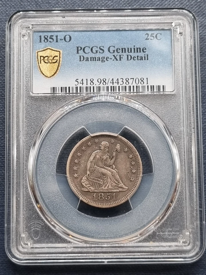 1851 O Seated Liberty Quarter 25c RARE Better Grade PCGS XF Details #92398 - Image 1 of 2